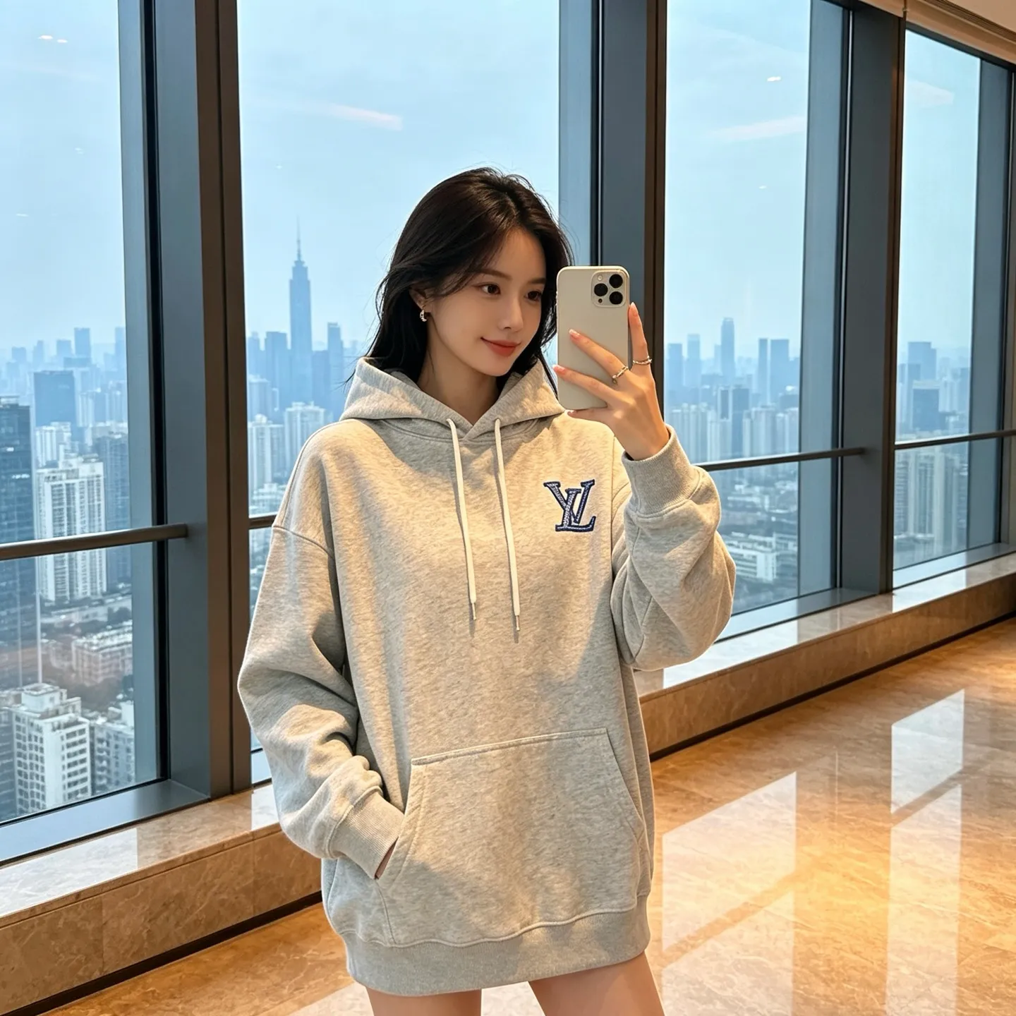 Louis Vuitton/Louis Vuitton Tatami Embroidered Logo Hooded Sweatshirt